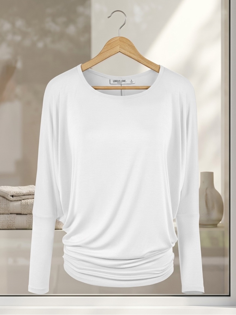 Black Long-Sleeve Dolman Sleeve Top
